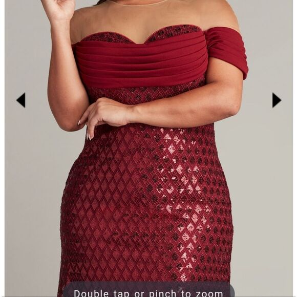 TADASHI SHOJI Sequin Lace Strapless Gown Pomegranate Dress Plus Size 20Q NWT - Picture 3 of 7